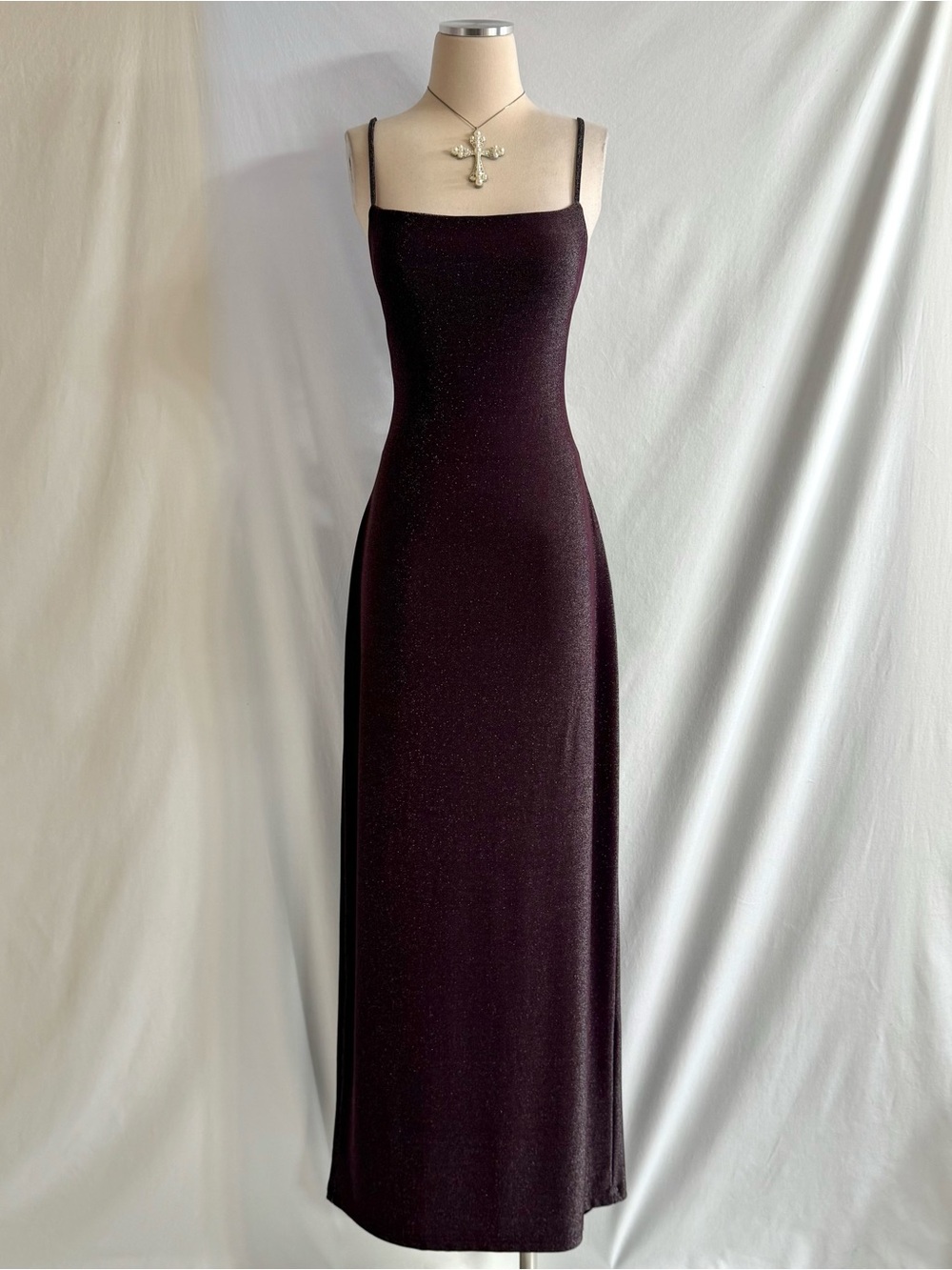 Vintage Y2K Metallic Plum Lace Up Gown